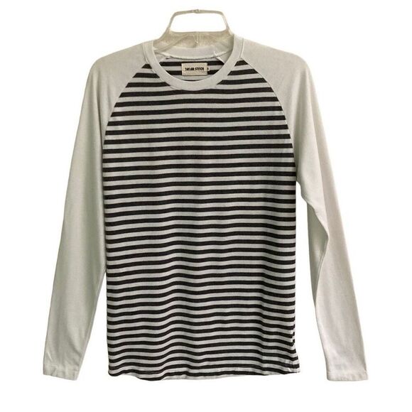 Taylor Stitch The Triblend Tee In Baseball Stripe Raglan Long sleeve mens 36 - Picture 1 of 6